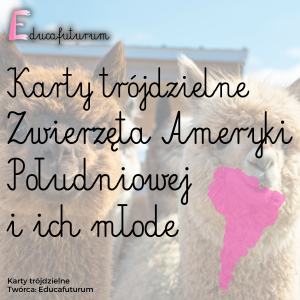 Karty trójdzielne –  zwierzęta  Ameryki Południowej i ich młode